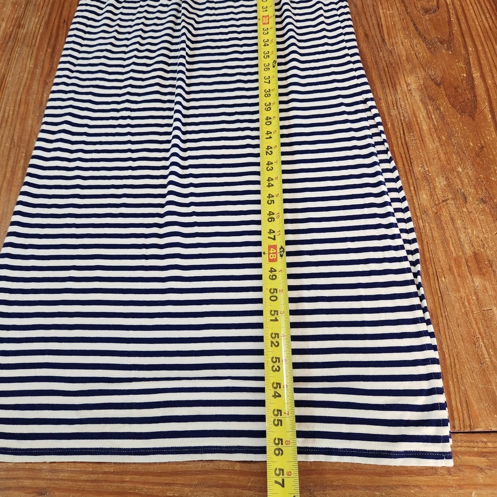 J. Crew Factory Blue White Racerback Maxi Dress Small Side Slits Nautical Beach - Picture 5 of 9